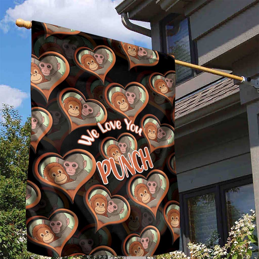 Punch The Monkey Garden Flag We Love You Seamless Heart Style Black