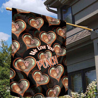 Punch The Monkey Garden Flag We Love You Seamless Heart Style Black