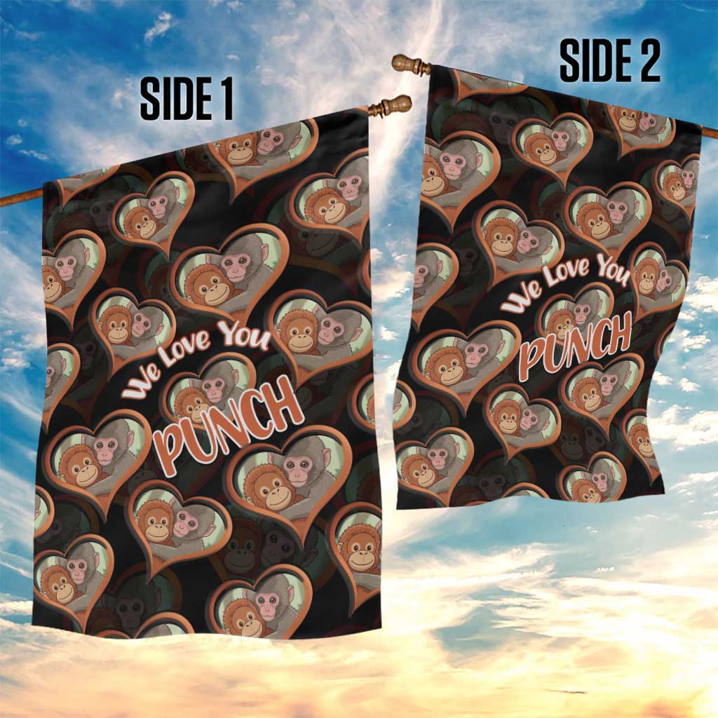 Punch The Monkey Garden Flag We Love You Seamless Heart Style Black