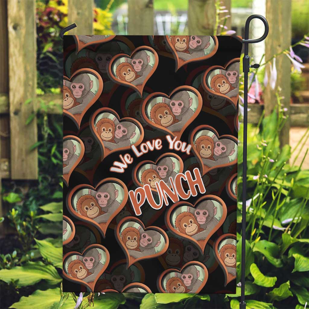 Punch The Monkey Garden Flag We Love You Seamless Heart Style Black