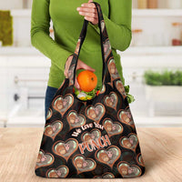 Punch The Monkey Grocery Bag We Love You Seamless Heart Style Black