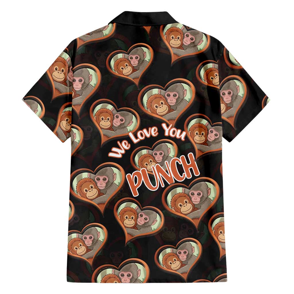 Punch The Monkey Hawaiian Shirt We Love You Seamless Heart Style Black