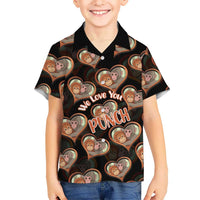 Punch The Monkey Hawaiian Shirt We Love You Seamless Heart Style Black