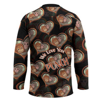 Punch The Monkey Hockey Jersey We Love You Seamless Heart Style Black