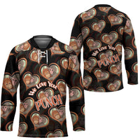 Punch The Monkey Hockey Jersey We Love You Seamless Heart Style Black