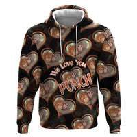 Punch The Monkey Hoodie We Love You Seamless Heart Style Black