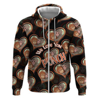 Punch The Monkey Hoodie We Love You Seamless Heart Style Black