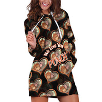Punch The Monkey Hoodie Dress We Love You Seamless Heart Style Black