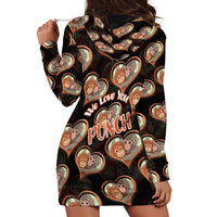 Punch The Monkey Hoodie Dress We Love You Seamless Heart Style Black