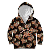 Punch The Monkey Kid Hoodie We Love You Seamless Heart Style Black
