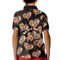Punch The Monkey Kid Polo Shirt We Love You Seamless Heart Style Black