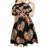 Punch The Monkey Kid Short Sleeve Dress We Love You Seamless Heart Style Black