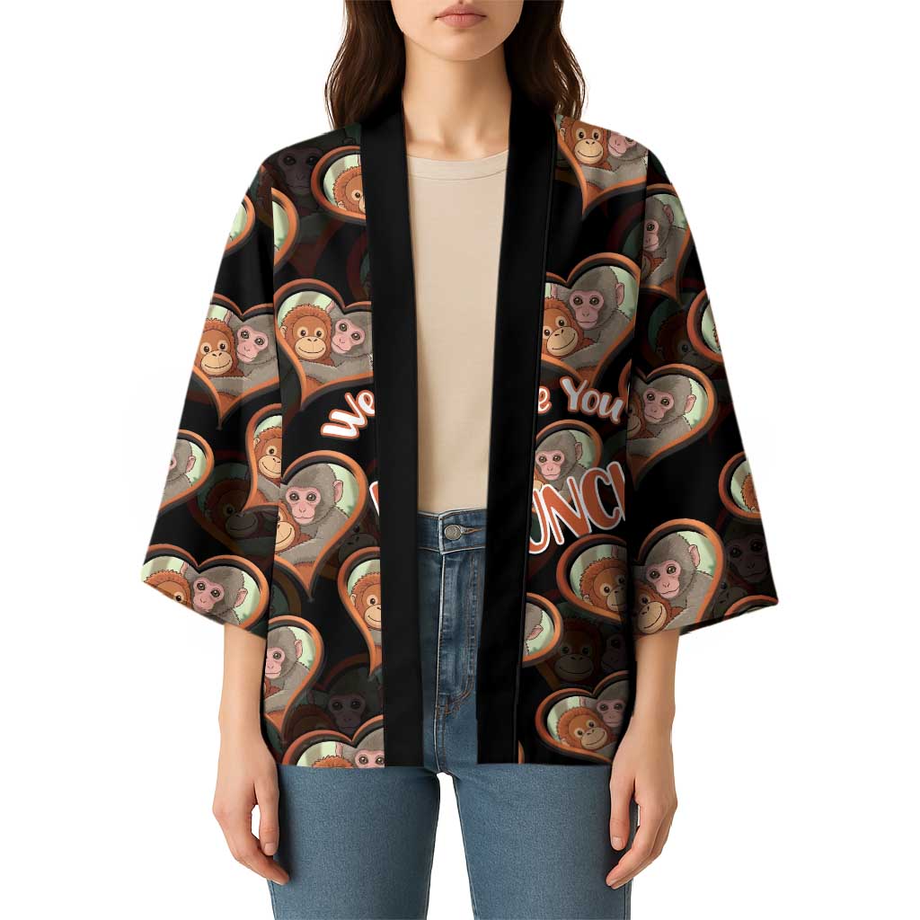 Punch The Monkey Kimono We Love You Seamless Heart Style Black