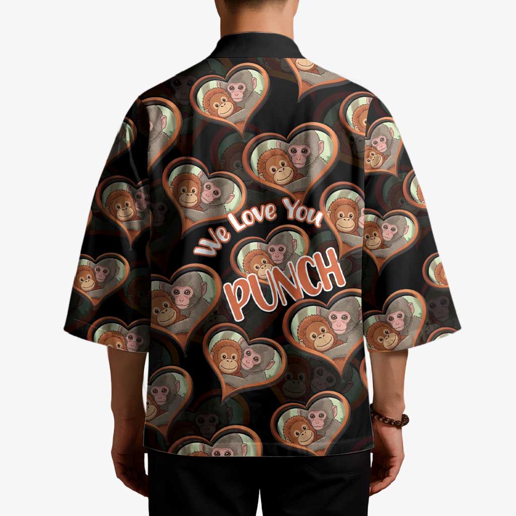 Punch The Monkey Kimono We Love You Seamless Heart Style Black