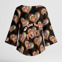 Punch The Monkey Kimono Sleeve Blouse We Love You Seamless Heart Style Black