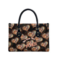 Punch The Monkey Leather Bag We Love You Seamless Heart Style Black
