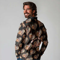 Punch The Monkey Long Sleeve Polo Shirt We Love You Seamless Heart Style Black