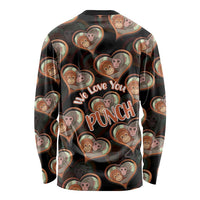 Punch The Monkey Long Sleeve Shirt We Love You Seamless Heart Style Black