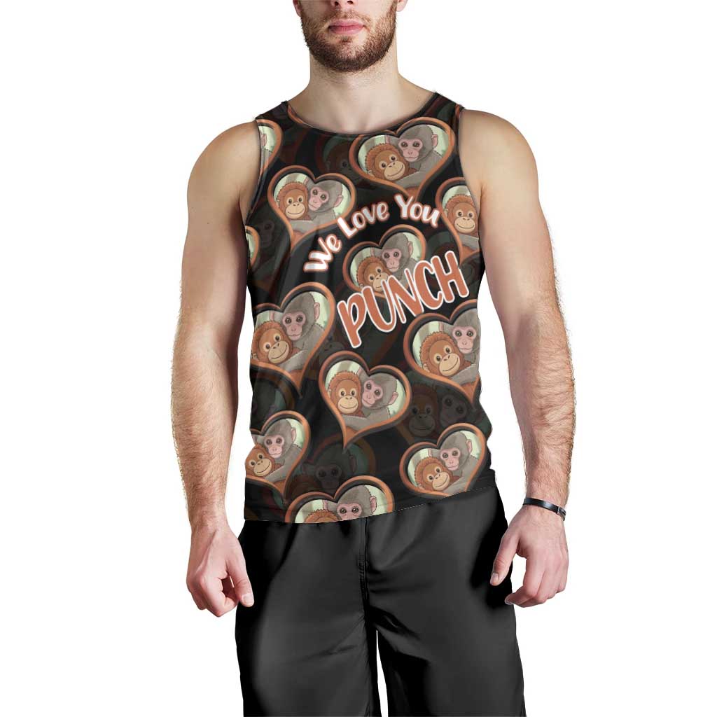 Punch The Monkey Men Tank Top We Love You Seamless Heart Style Black