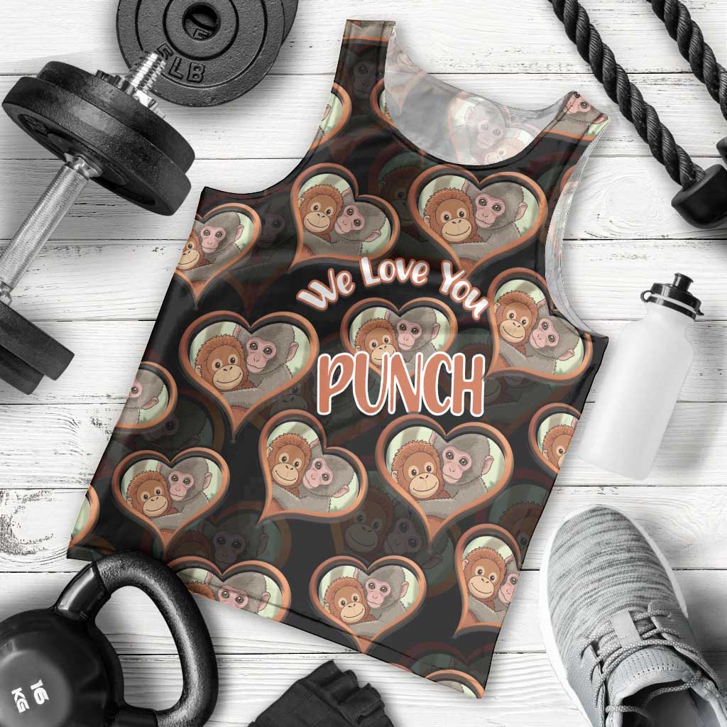 Punch The Monkey Men Tank Top We Love You Seamless Heart Style Black