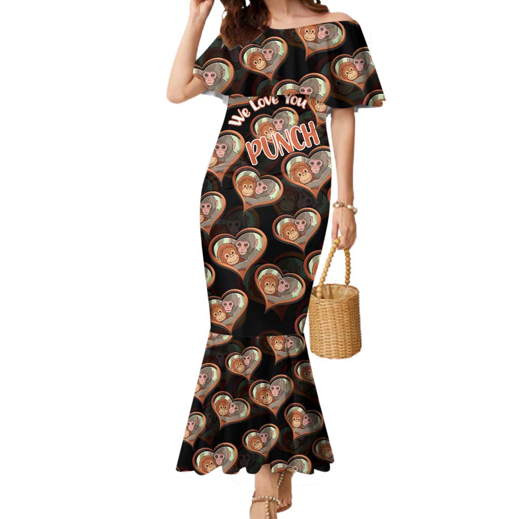 Punch The Monkey Mermaid Dress We Love You Seamless Heart Style Black