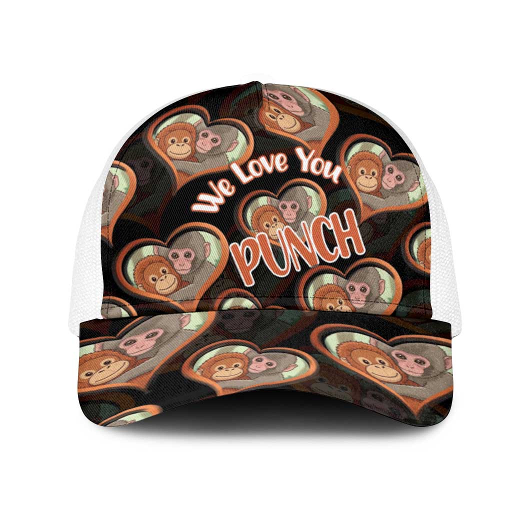 Punch The Monkey Mesh Trucker Cap We Love You Seamless Heart Style Black