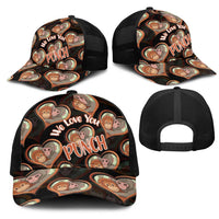 Punch The Monkey Mesh Trucker Cap We Love You Seamless Heart Style Black