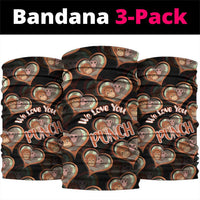 Punch The Monkey Neck Gaiter We Love You Seamless Heart Style Black