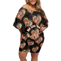 Punch The Monkey Off Shoulder Short Dress We Love You Seamless Heart Style Black