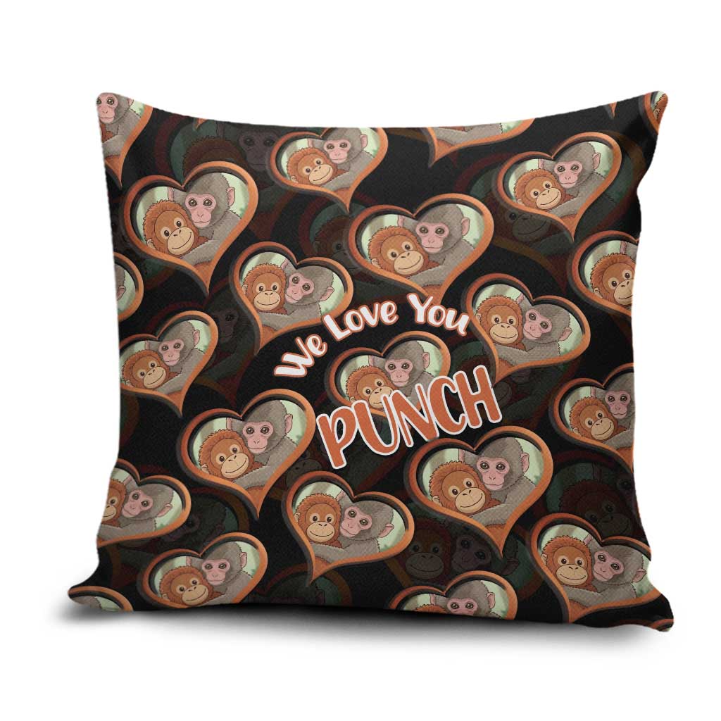 Punch The Monkey Pillow Cover We Love You Seamless Heart Style Black