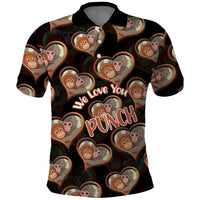Punch The Monkey Polo Shirt We Love You Seamless Heart Style Black