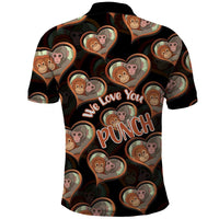 Punch The Monkey Polo Shirt We Love You Seamless Heart Style Black