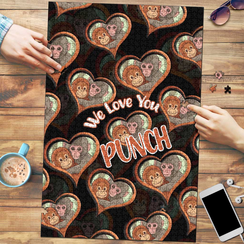 Punch The Monkey Puzzle We Love You Seamless Heart Style Black