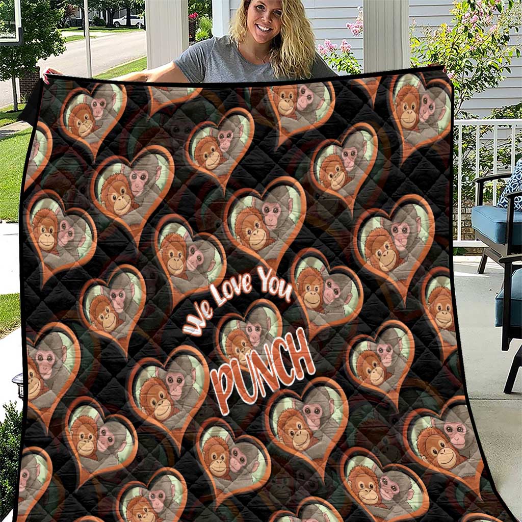 Punch The Monkey Quilt We Love You Seamless Heart Style Black