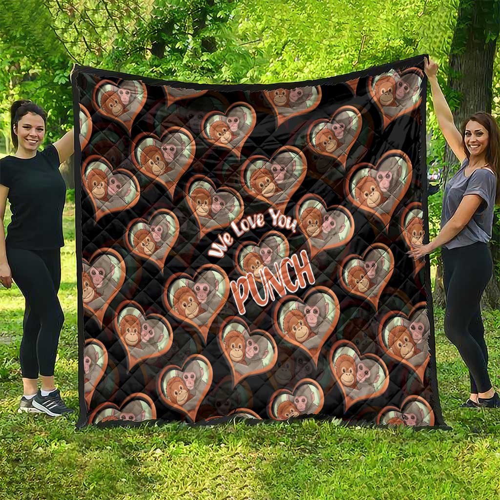 Punch The Monkey Quilt We Love You Seamless Heart Style Black
