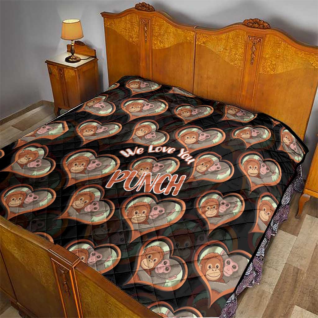 Punch The Monkey Quilt We Love You Seamless Heart Style Black