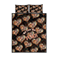 Punch The Monkey Quilt Bed Set We Love You Seamless Heart Style Black