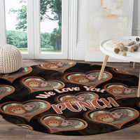 Punch The Monkey Round Carpet We Love You Seamless Heart Style Black