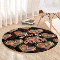 Punch The Monkey Round Carpet We Love You Seamless Heart Style Black