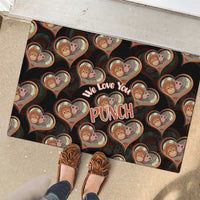 Punch The Monkey Rubber Doormat We Love You Seamless Heart Style Black