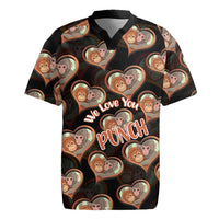 Punch The Monkey Rugby Jersey We Love You Seamless Heart Style Black