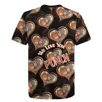 Punch The Monkey Rugby Jersey We Love You Seamless Heart Style Black
