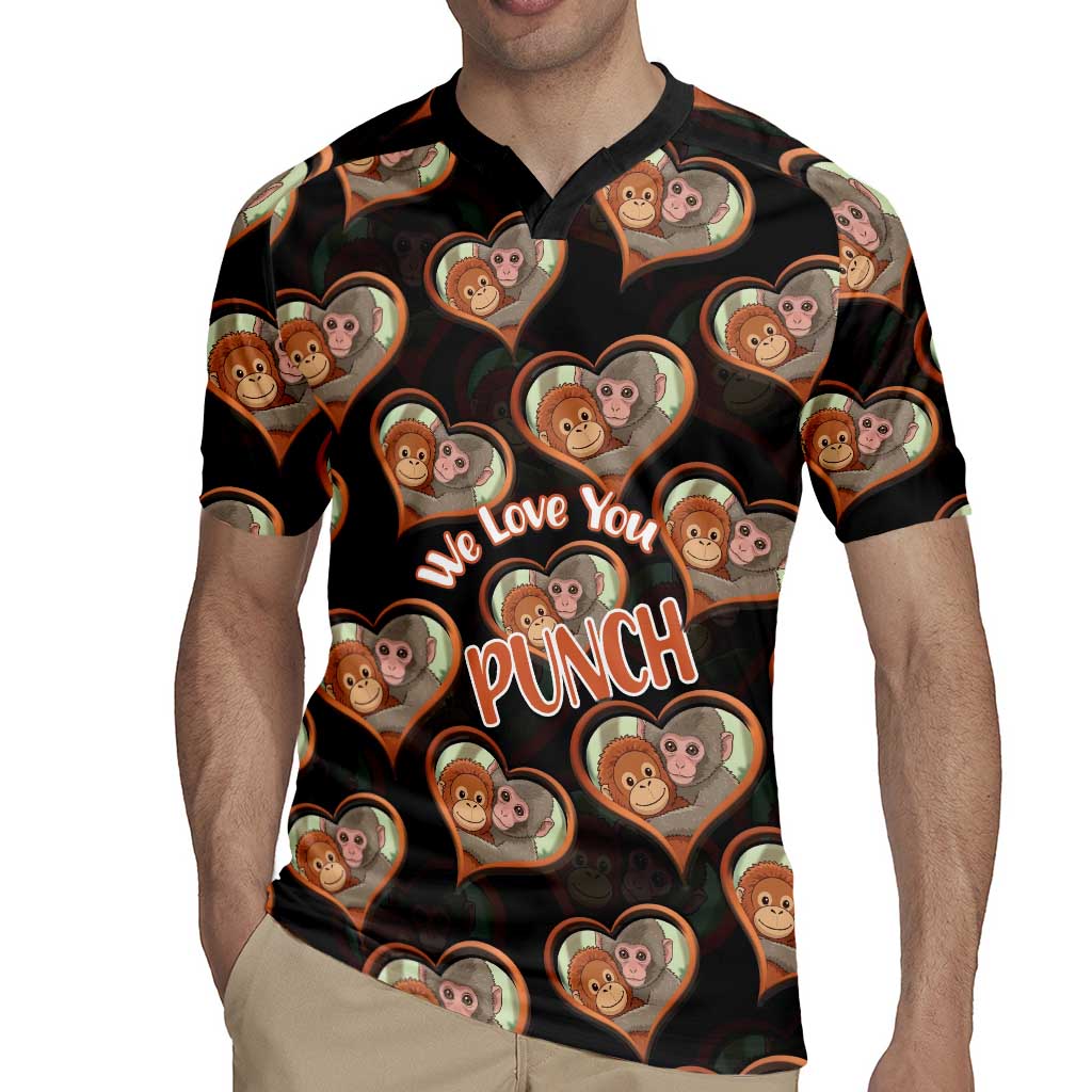 Punch The Monkey Rugby Jersey We Love You Seamless Heart Style Black
