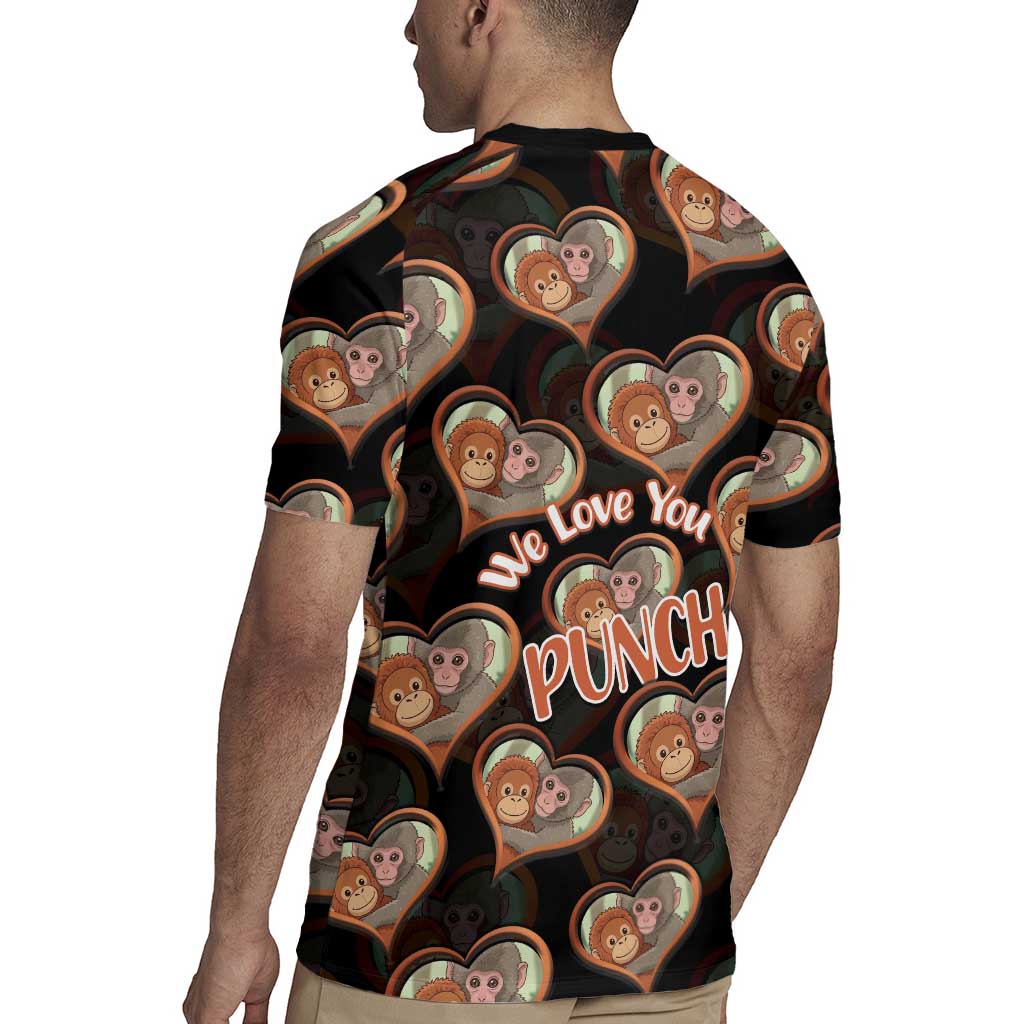 Punch The Monkey Rugby Jersey We Love You Seamless Heart Style Black