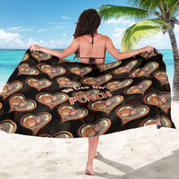 Punch The Monkey Sarong We Love You Seamless Heart Style Black