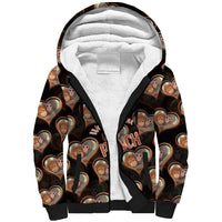 Punch The Monkey Sherpa Hoodie We Love You Seamless Heart Style Black