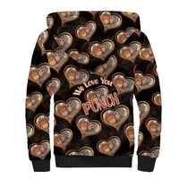Punch The Monkey Sherpa Hoodie We Love You Seamless Heart Style Black