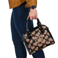 Punch The Monkey Shoulder Handbag We Love You Seamless Heart Style Black