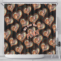 Punch The Monkey Shower Curtain We Love You Seamless Heart Style Black