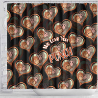 Punch The Monkey Shower Curtain We Love You Seamless Heart Style Black
